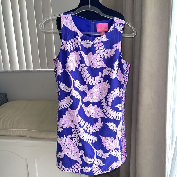 Lilly Pulitzer Donna Romper Galaxy Blue Turtle Shell Coral 4 - Picture 2 of 9